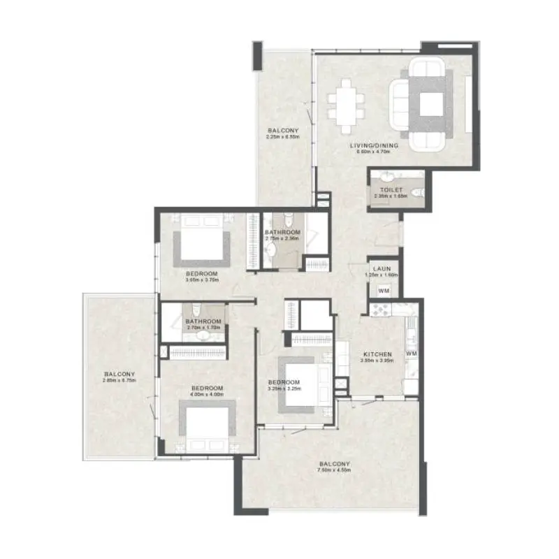 3 bedroom floor plan