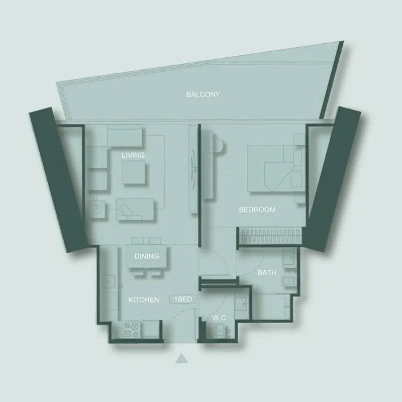 1 bedroom Apartments -  Binghatti Circle floor plan