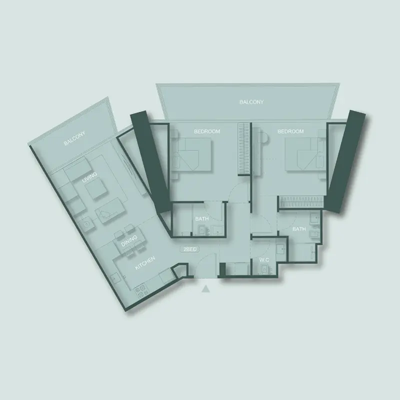 2 bedroom Apartments -  Binghatti Circle floor plan