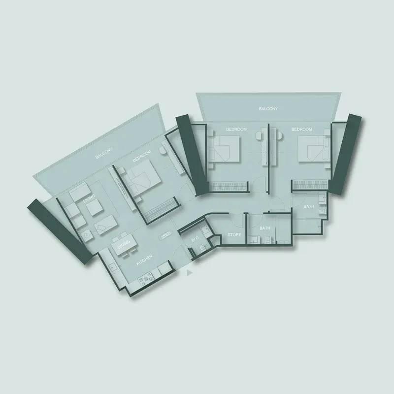 3 bedroom Apartments -  Binghatti Circle floor plan