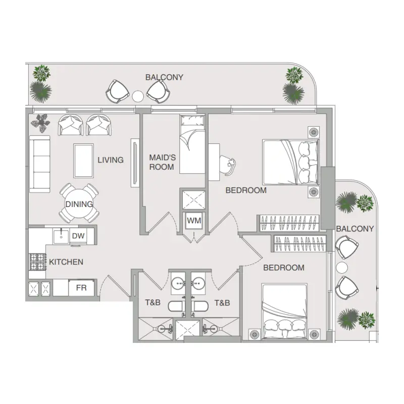2,5 bedroom Apartments -  VERDAN1A 4 floor plan