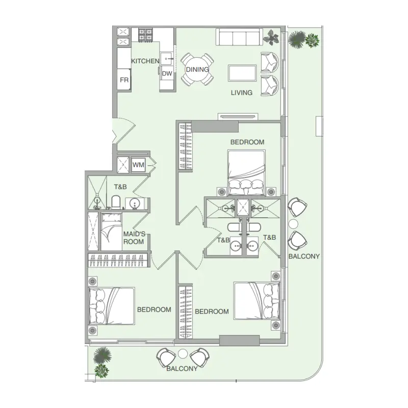 3,5 bedroom Apartments -  VERDAN1A 4 floor plan
