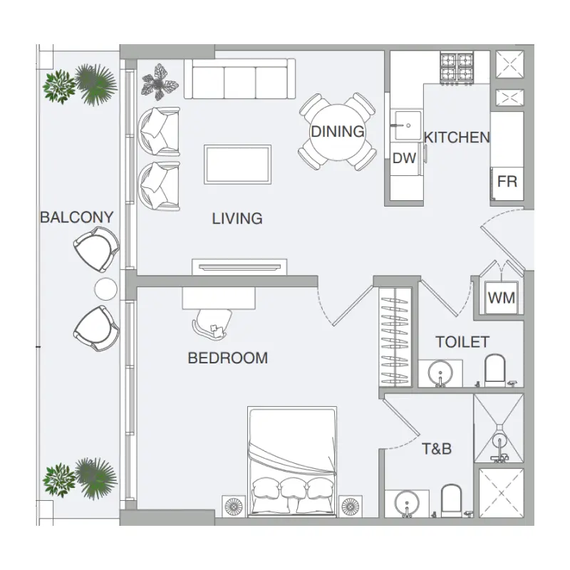 1 bedroom Apartments -  VERDAN1A 4 floor plan