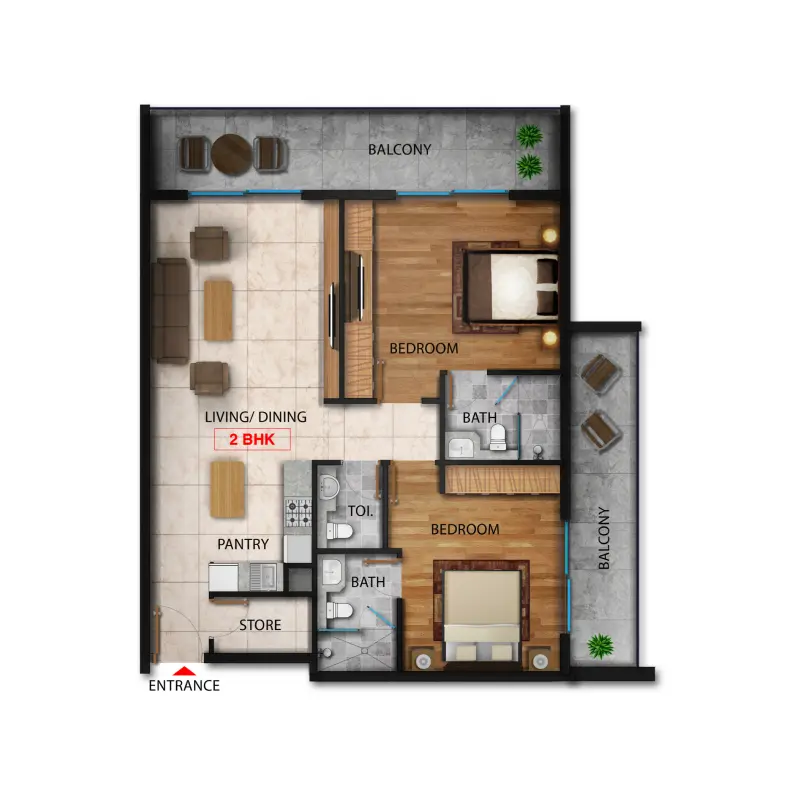 2 bedroom floor plan