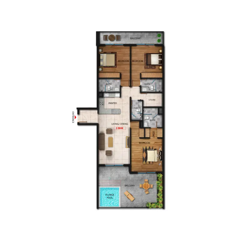 3 bedroom floor plan