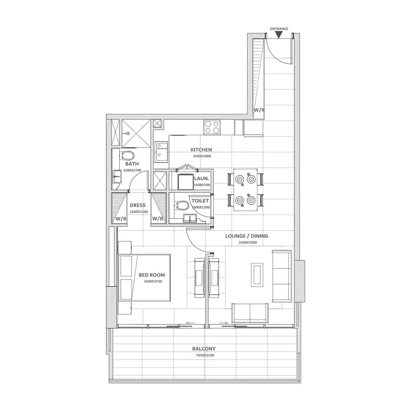 1 Bedroom apartments - Solanki One floor plan