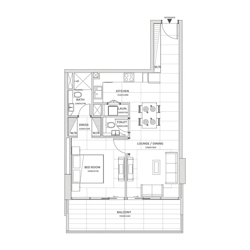 1 bedroom Apartments -  Solanki One floor plan