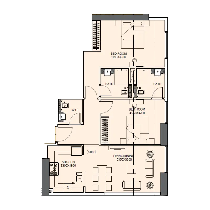 2 bedroom floor plan