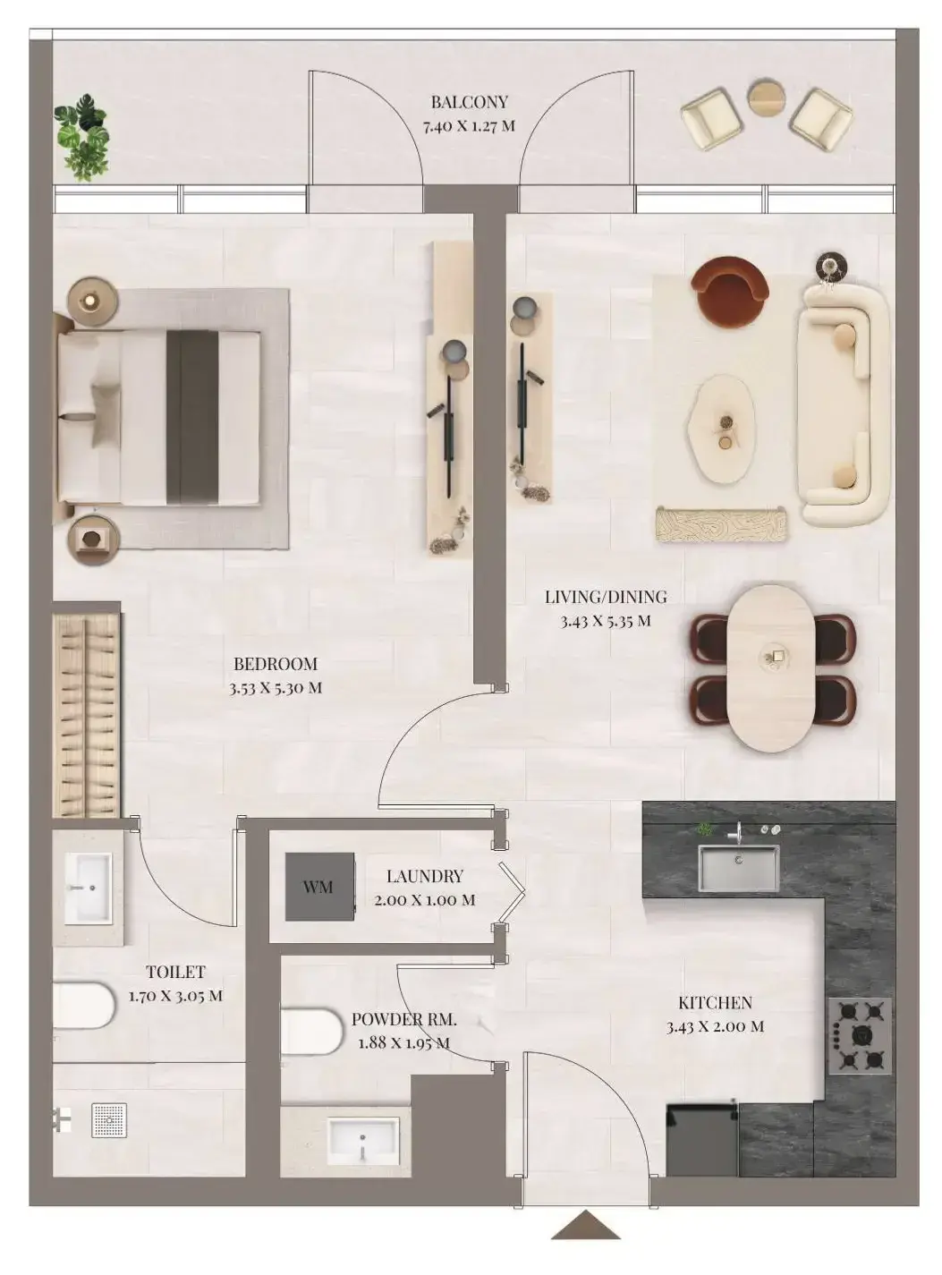 1 Bedroom apartments - Rivo floor plan