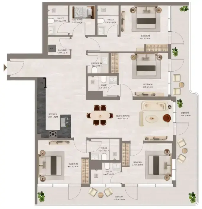 4.5 bedrooms apartments - Rivo floor plan