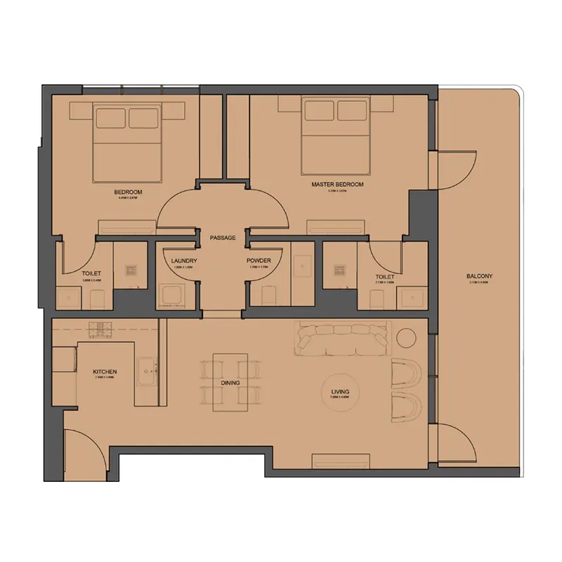 2 bedroom Apartments -  Rivo floor plan