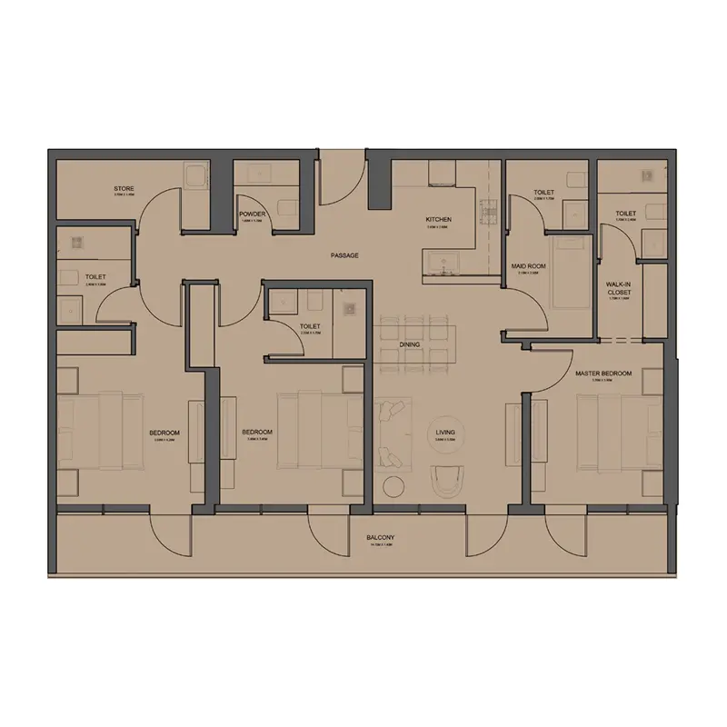 3 bedroom Apartments -  Rivo floor plan