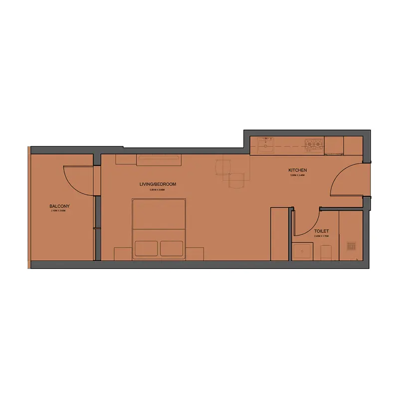 Studio Apartments -  Rivo floor plan