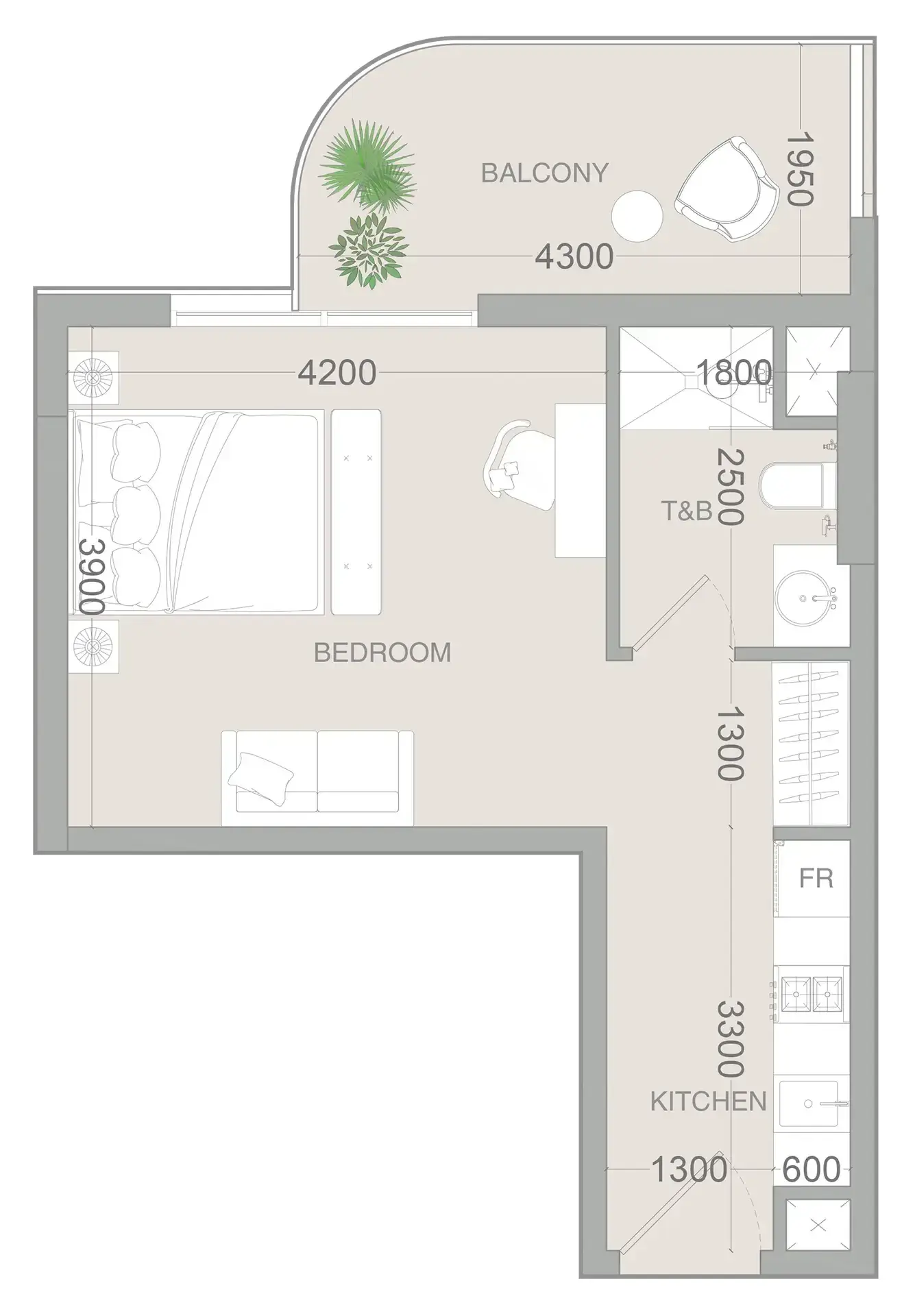 Studio apartments - VERDAN1A 3 floor plan