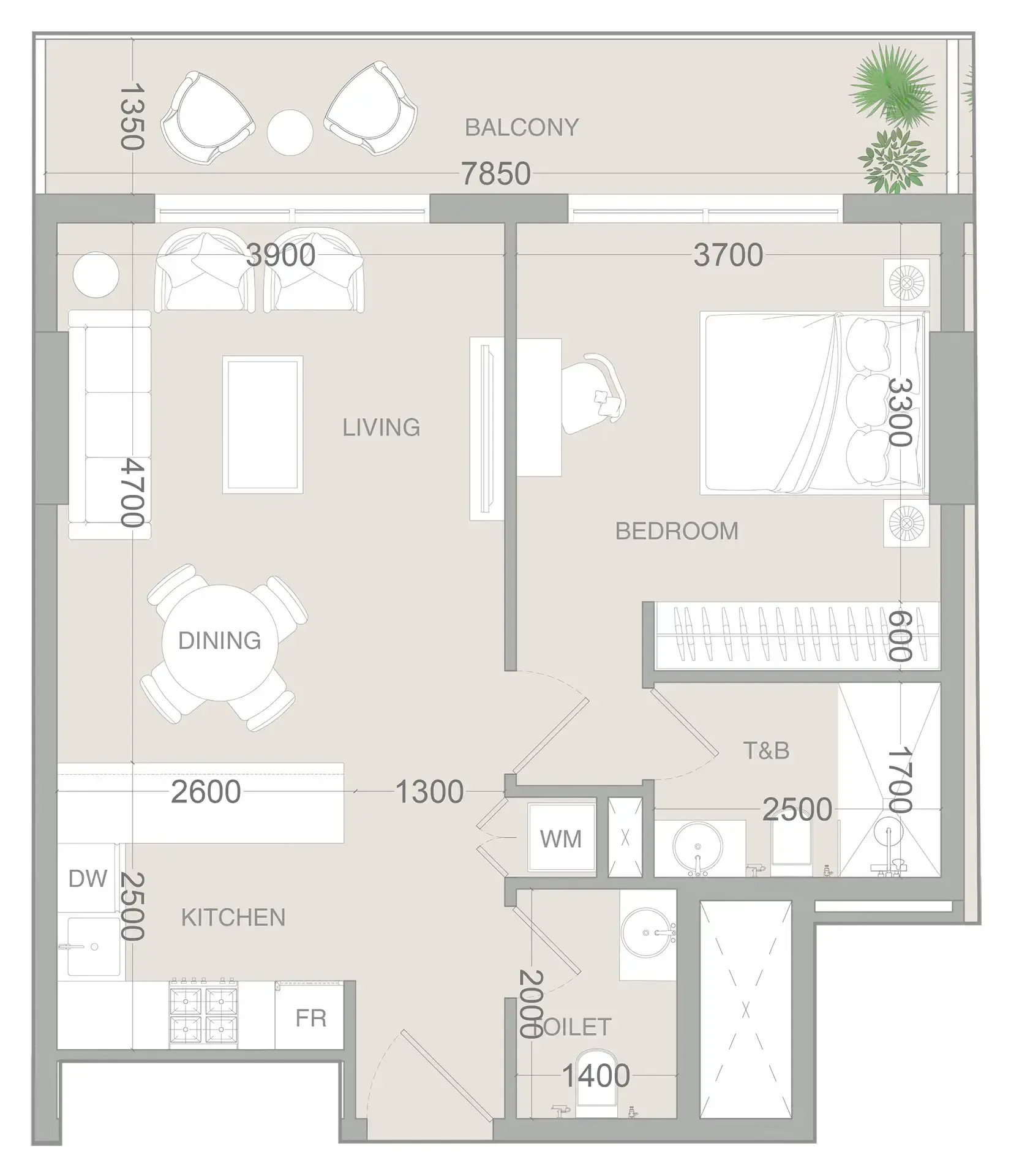 1 Bedroom apartments - VERDAN1A 3 floor plan