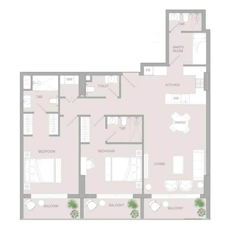 2,5 bedroom Apartments -  VERDAN1A 3 floor plan