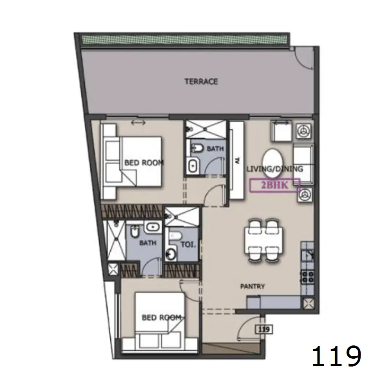 2 bedroom floor plan