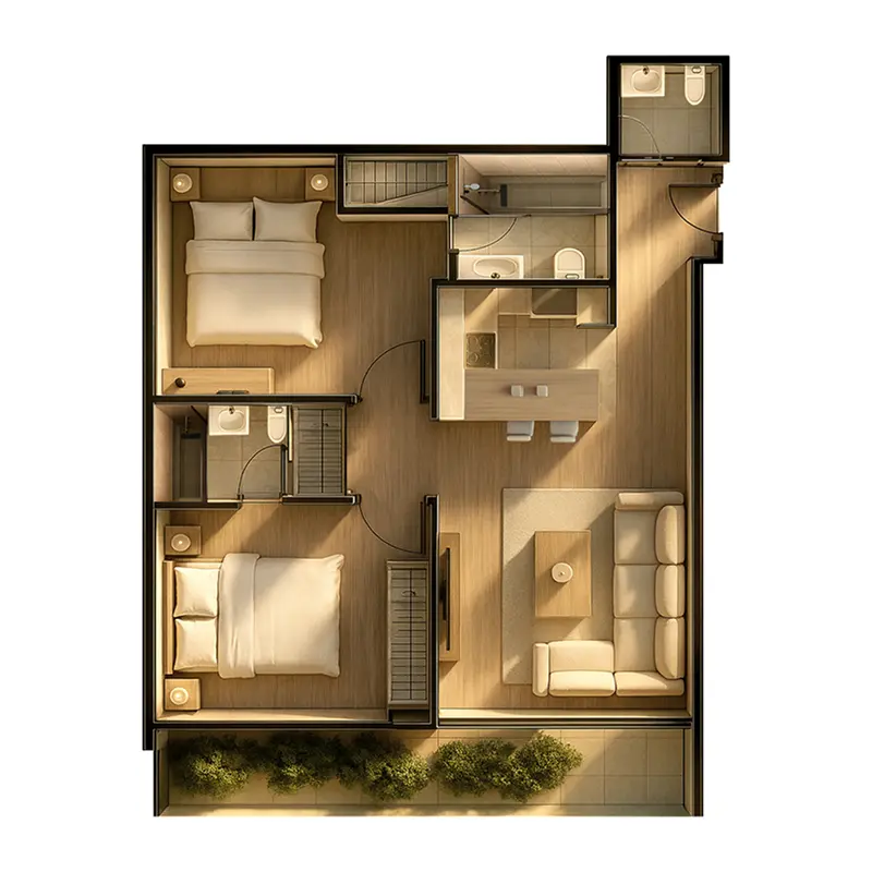 2 bedroom Apartments - Celesto Tower floor plan