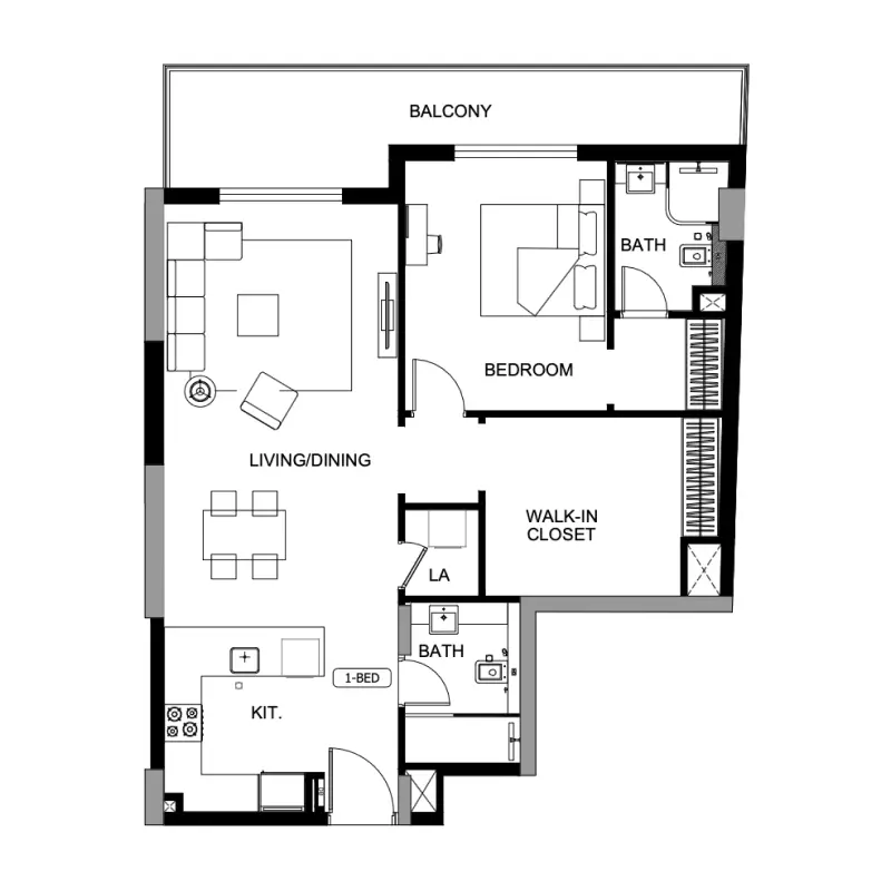 1 bedroom floor plan