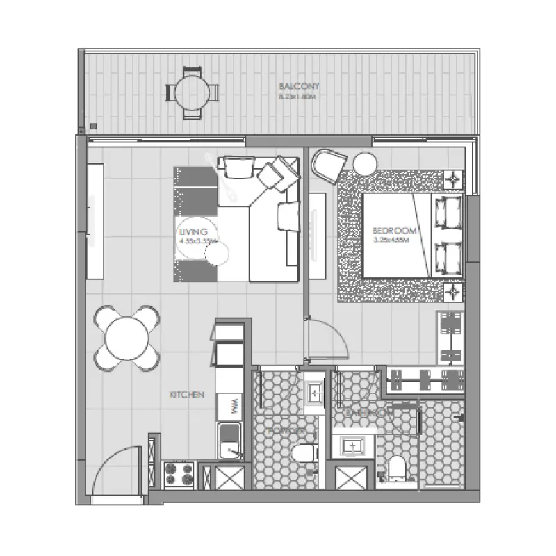 1 bedroom floor plan
