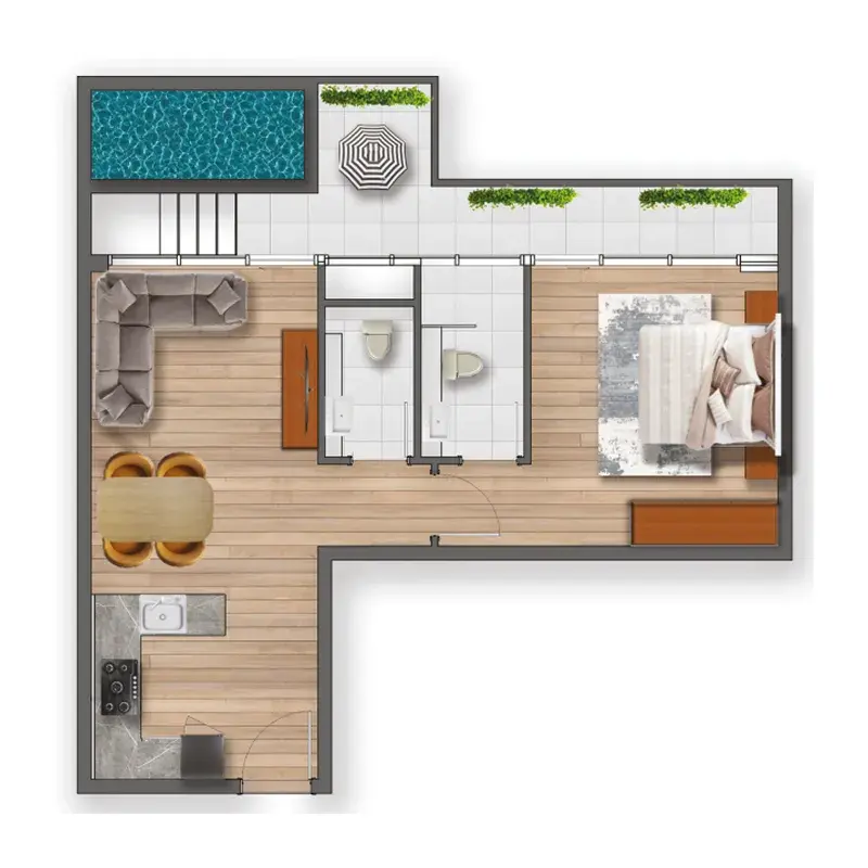 1 Bedroom apartments - Samana Santorini floor plan