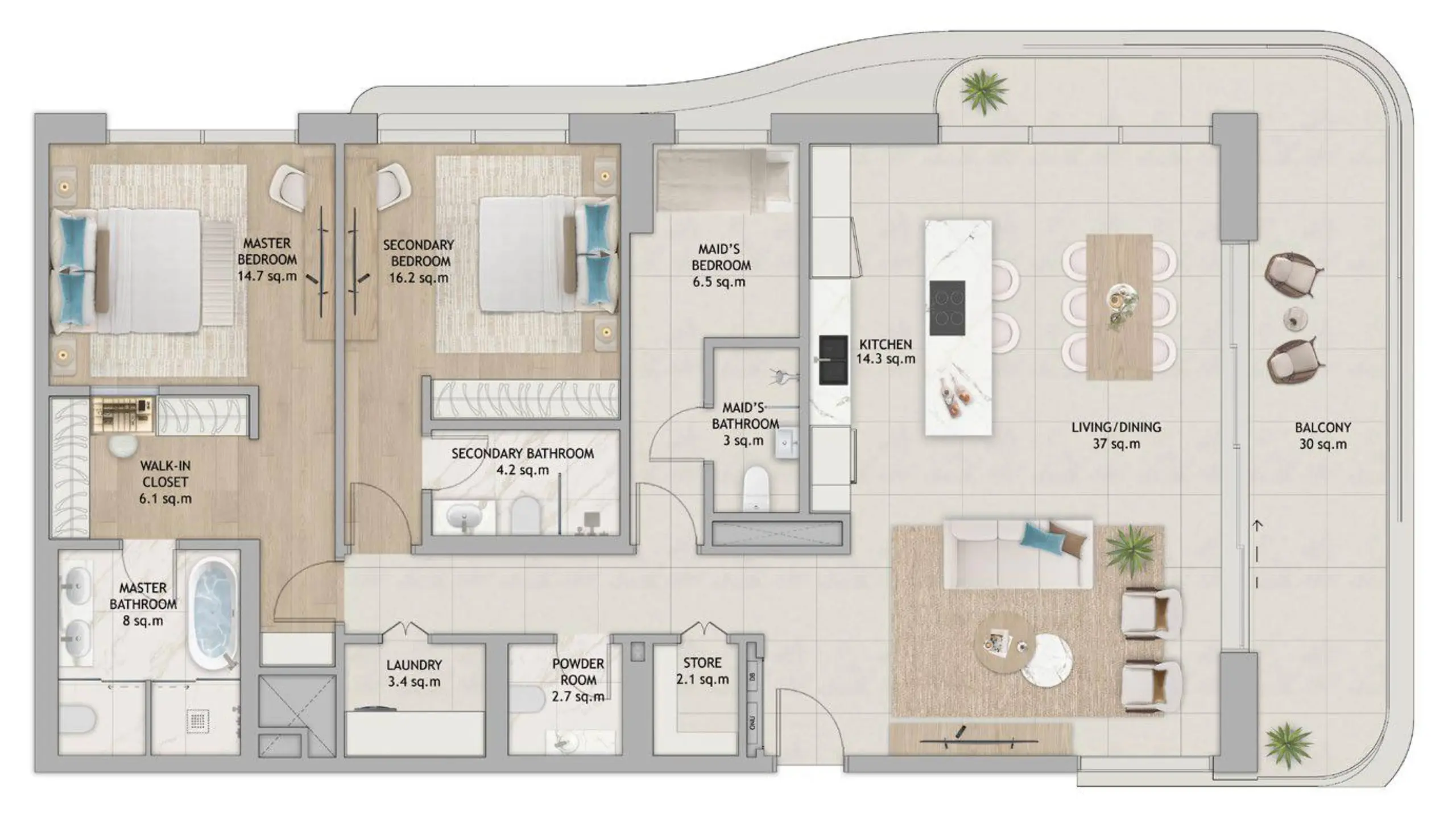 Maid’s Type 1 floor plan
