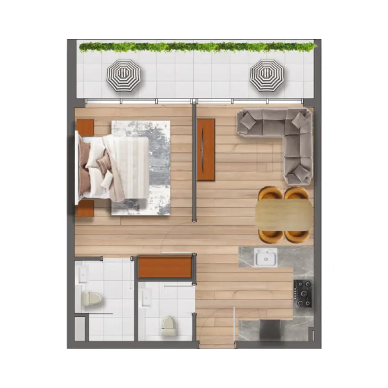 1 bedroom floor plan