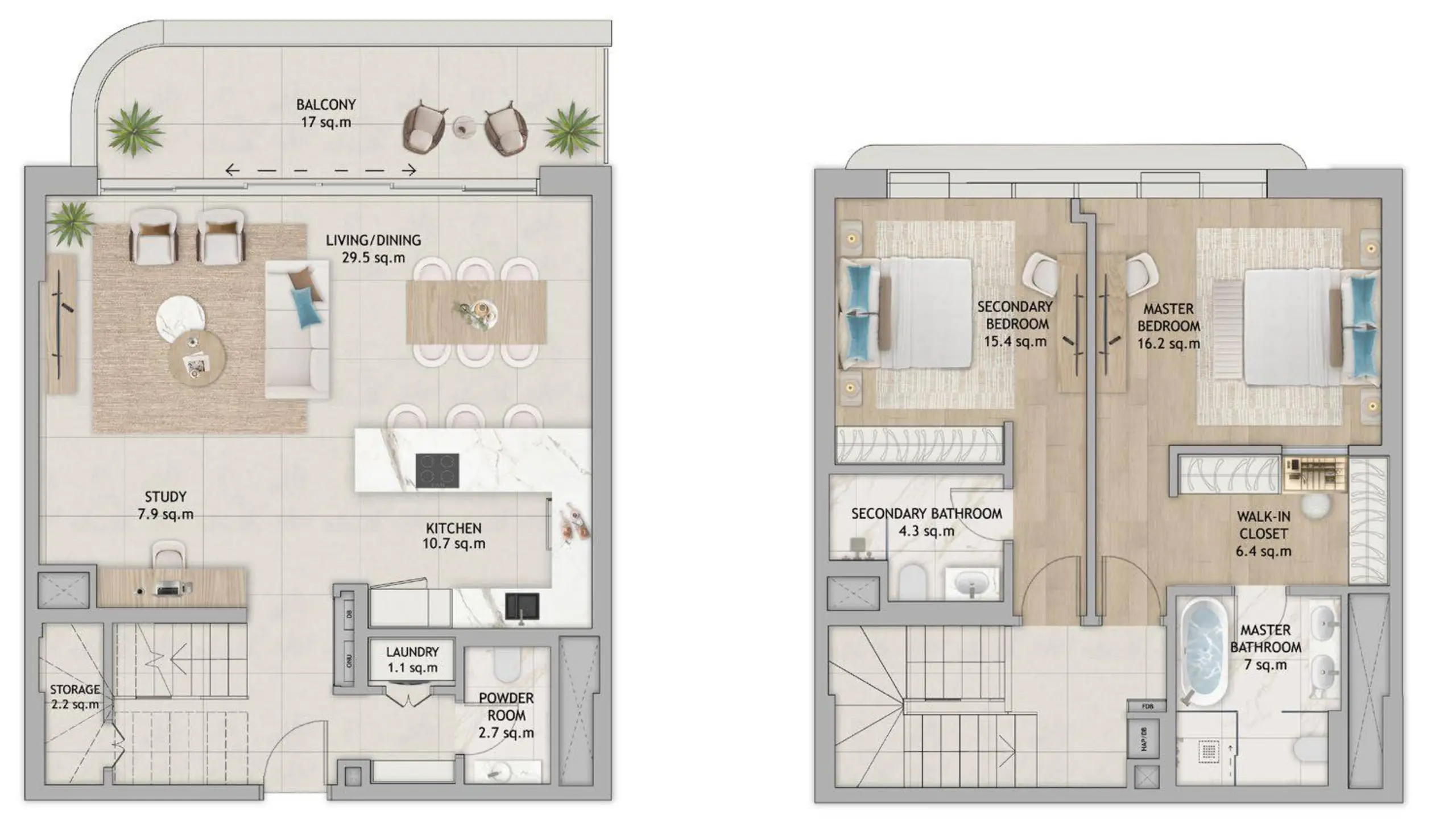 Duplex Type 1B floor plan