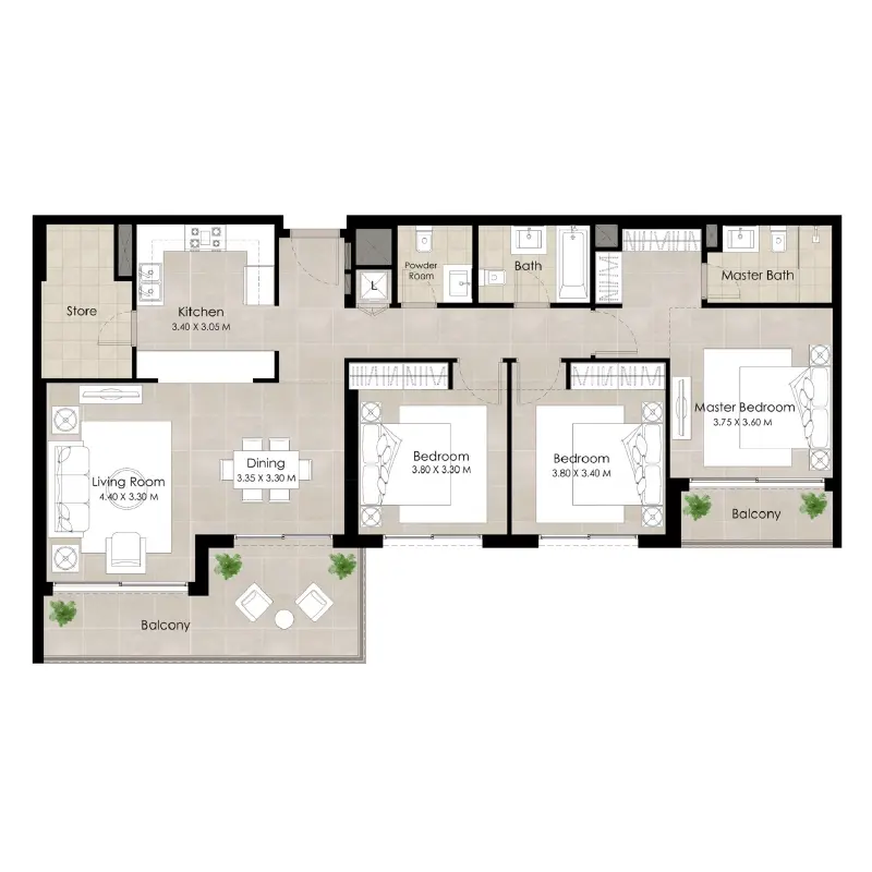 3 bedroom floor plan