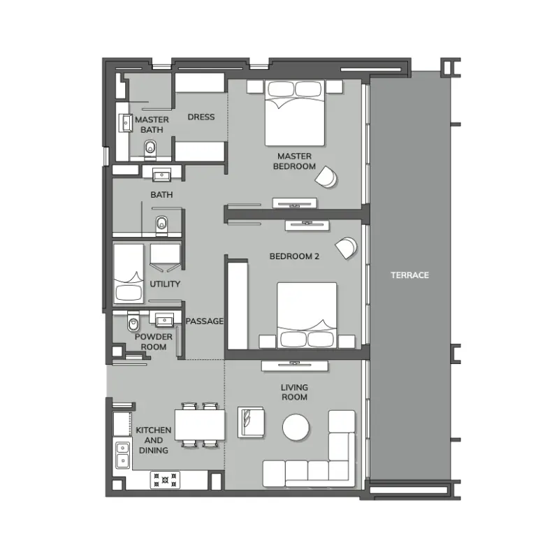 2 bedroom floor plan
