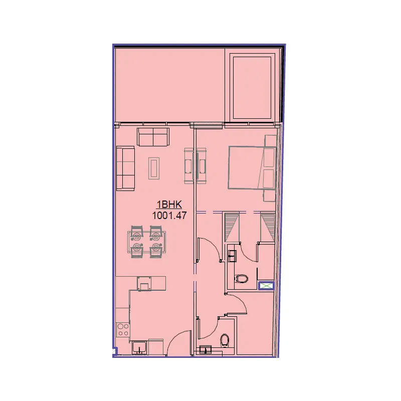 1 bedroom floor plan