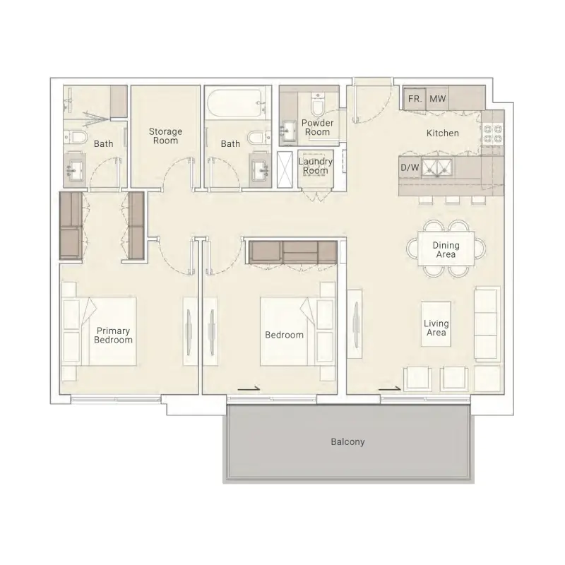 2 bedroom floor plan
