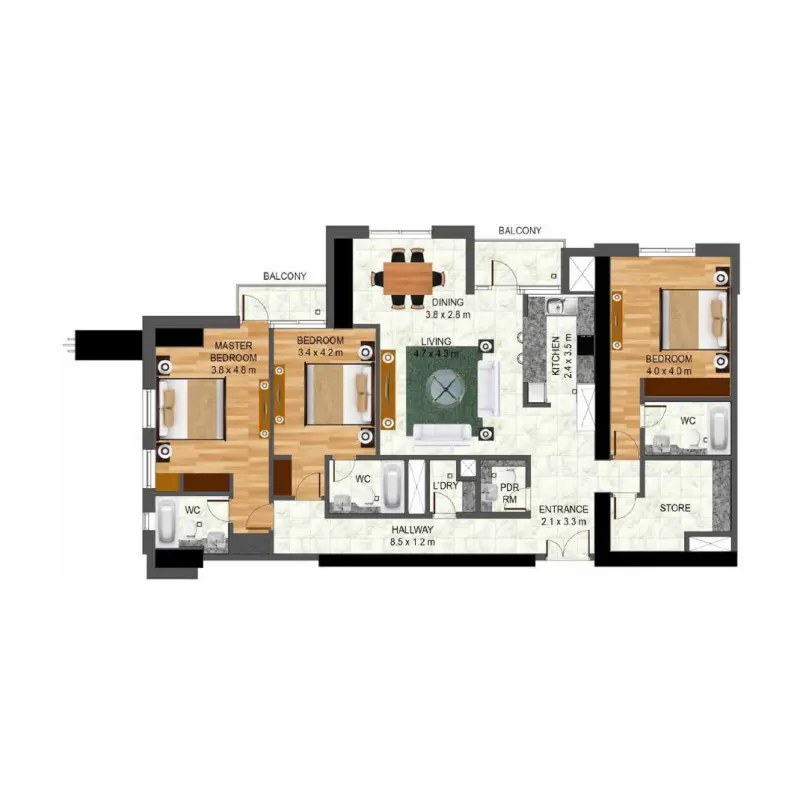 3 bedroom floor plan