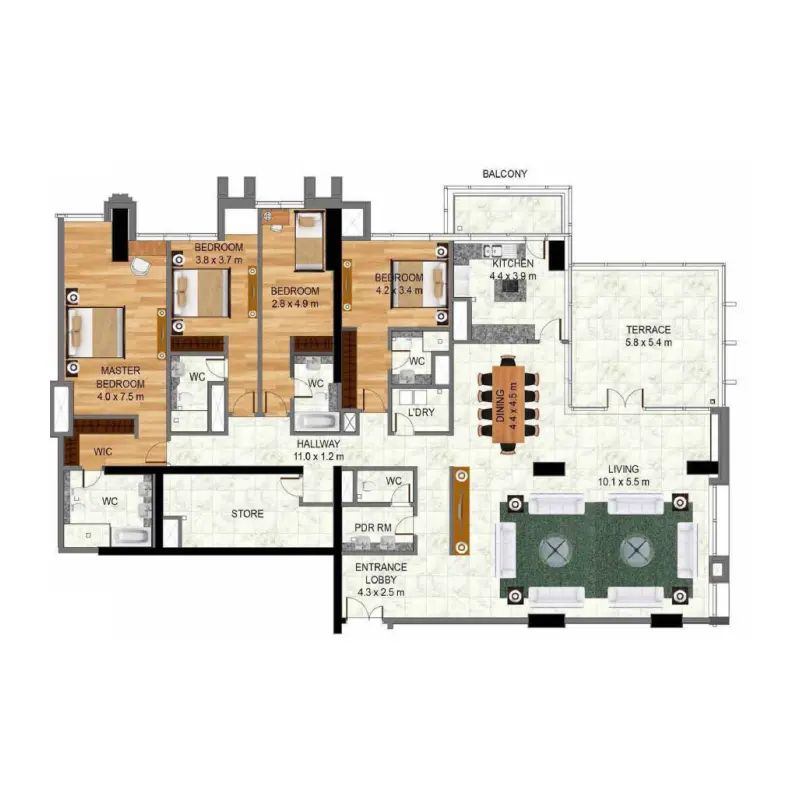 4 bedroom floor plan