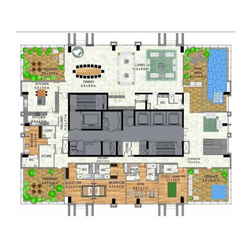 7 bedroom floor plan