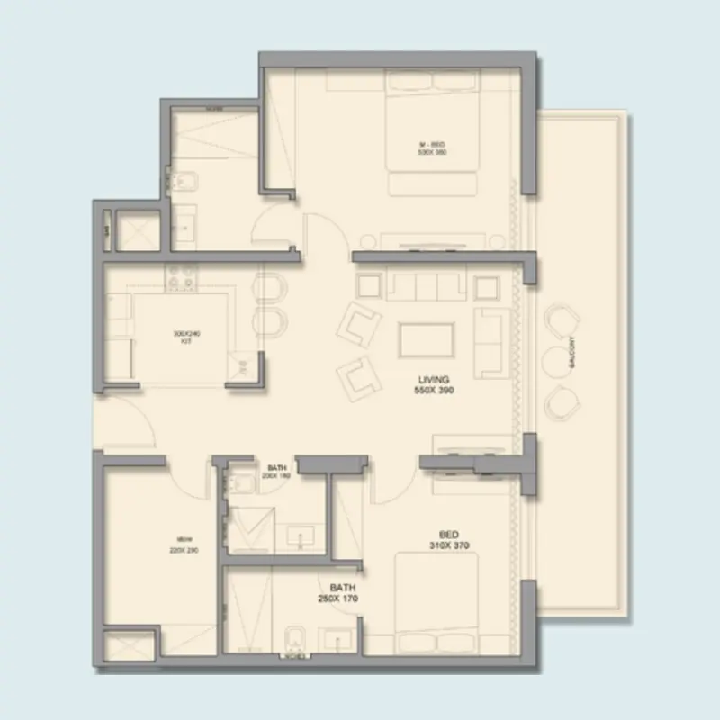 2 bedroom floor plan
