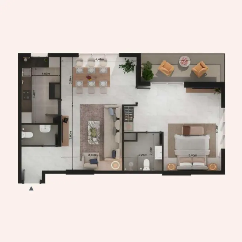 1 bedroom floor plan