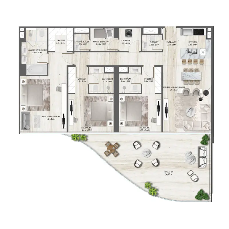 3 bedroom floor plan