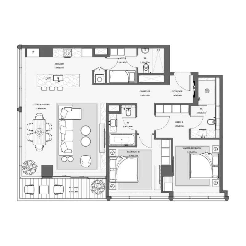 2 bedroom floor plan