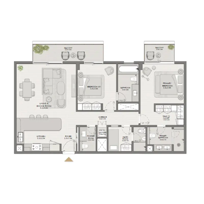 2 bedroom floor plan