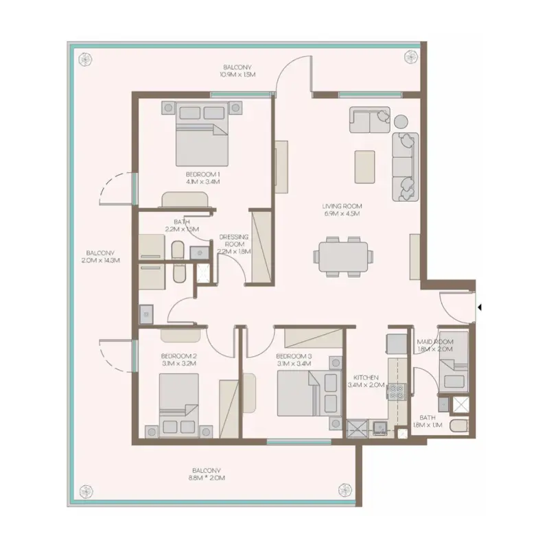 3 bedroom floor plan