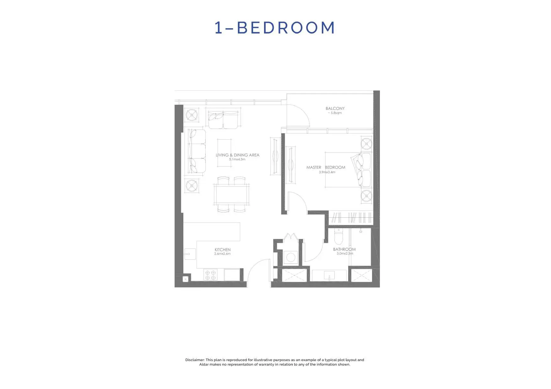 1 Bedroom floor plan