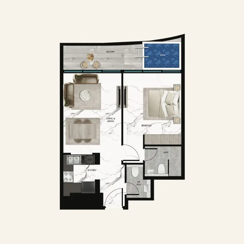 1 bedroom floor plan