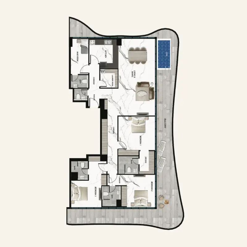 3 bedroom floor plan