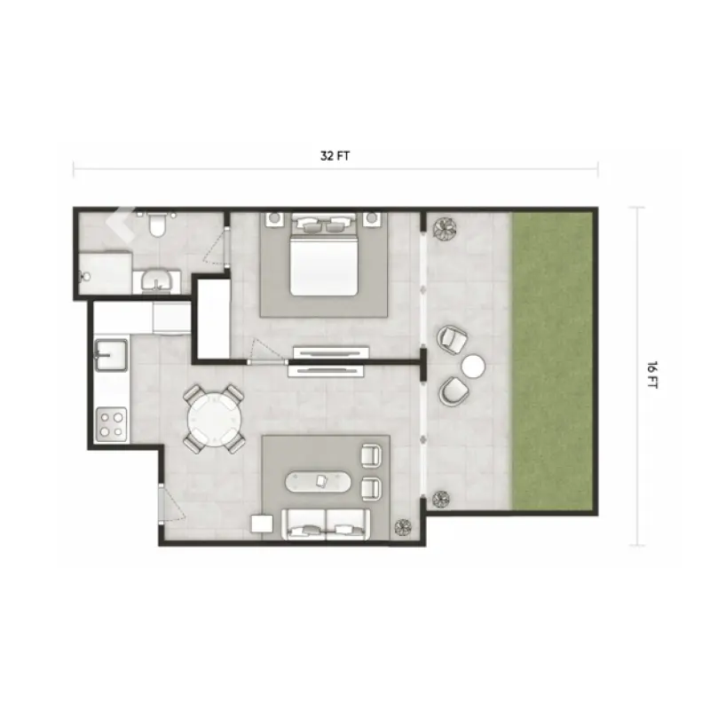 1 bedroom floor plan