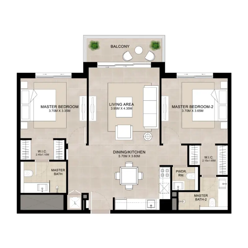 2 bedroom floor plan
