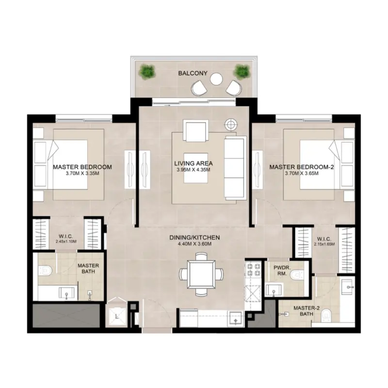 2 bedroom floor plan