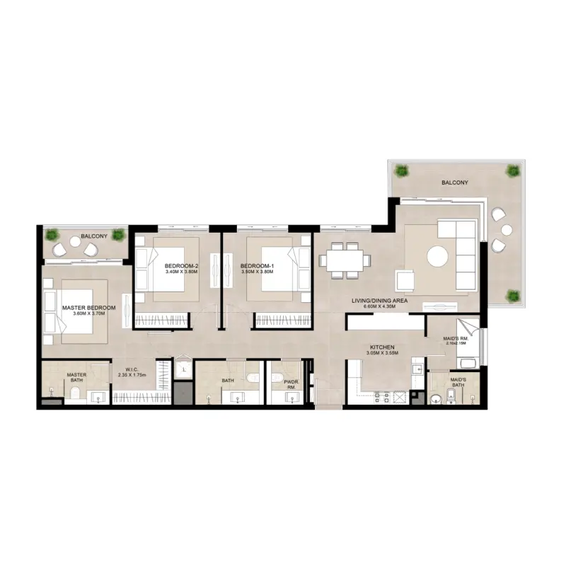 3 bedroom floor plan