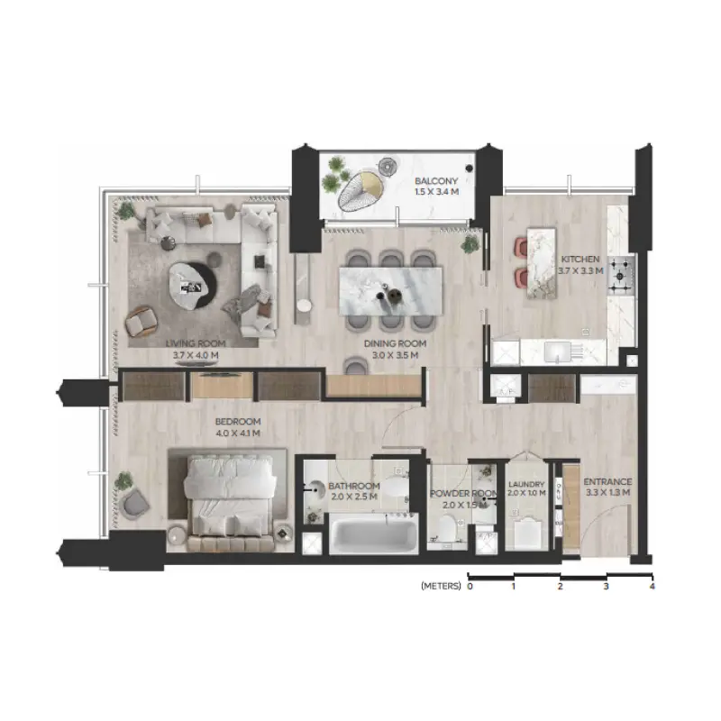 1 bedroom floor plan