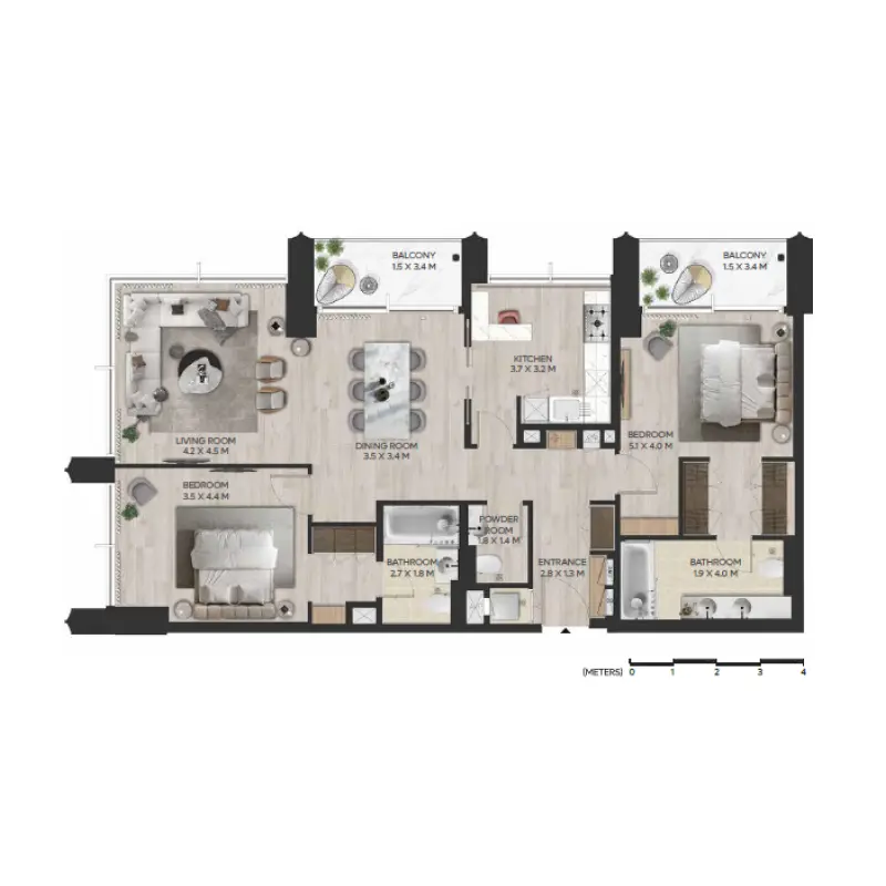 2 bedroom floor plan